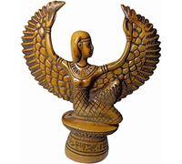 Egyptian Isis Winged Pharaoh Figurine Statue Handmade Isis Winged Pharaoh Figurine Ancient 7" Sculpture Mythology Collectible Miniature Figure Egypt Decor Decoration Decorative Replica Hieroglyphics