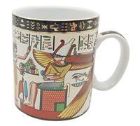 Egyptian Large Coffee Mug Tea Cup Golden Egyptian Ceramic Mug Cappuccino Tea Party Women's Day Gift for Home Office 13.5oz/400ML (Beige Gold)
