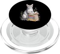 Egyptian Mau Cat Bookworm Flowers Book Reading Books PopSockets PopGrip for MagSafe