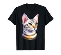 Egyptian Mau Cat Portrait Value Graphic T-Shirt, Men, Black, XL