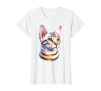 Egyptian Mau Cat Portrait Value Graphic T-Shirt, Women, White, M