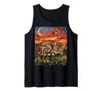Egyptian Mau Cat Starry Night Sleeping Feline Artwork Tank Top