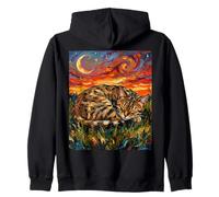 Egyptian Mau Cat Starry Night Sleeping Feline Artwork Zip Hoodie