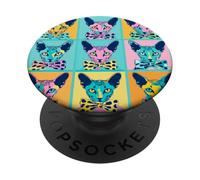 Egyptian Mau Pop Art Cat Bow Tie Color Grid PopSockets Adhesive PopGrip