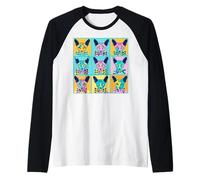 Egyptian Mau Pop Art Cat Bow Tie Color Grid Raglan Baseball Tee
