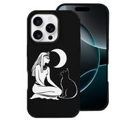 Egyptian Moon Goddess Bastet Cat Cell Phone Case Compatible with iPhone 16/16 Plus/16 Pro/16 Pro Max Leather Protective Shell