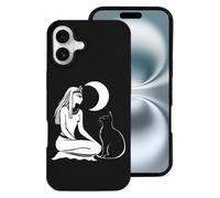 Egyptian Moon Goddess Bastet Cat Cell Phone Case Compatible with iPhone 16/16 Plus/16 Pro/16 Pro Max Leather Protective Shell