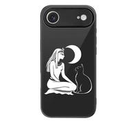 Egyptian Moon Goddess Bastet Cat Cell Phone Case Compatible with iPhone 17/17 Air/17 Pro/17 Pro Max Glass Back Protective Shell
