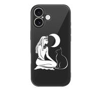 Egyptian Moon Goddess Bastet Cat Cell Phone Case Compatible with iPhone 17/17 Air/17 Pro/17 Pro Max Glass Back Protective Shell