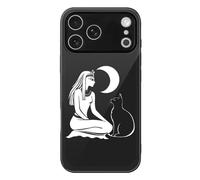 Egyptian Moon Goddess Bastet Cat Cell Phone Case Compatible with iPhone 17/17 Air/17 Pro/17 Pro Max Glass Back Protective Shell