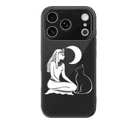 Egyptian Moon Goddess Bastet Cat Cell Phone Case Compatible with iPhone 17/17 Air/17 Pro/17 Pro Max Glass Back Protective Shell