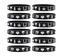 Egyptian Mythology Bracelets for Men Women,Ankh Cross of Life Horus Eyes Rubber Wristbands Ra Scarab Beetles Anubis Amenta Knot of Isis Protection Jewelry Amulet Pagan Symbol Gift, M, Silicone, Agate