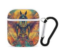 Egyptian Mythology God of Horus Case Cover Compatible with AirPods 1&2 Protective PC Shell Carrying Case with Keychain
