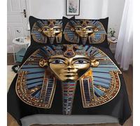 Egyptian Mythology Microfiber Duvet Cover Set 3 Pcs Polyester-Cotton Quilt Cover Bedding Set With Pillow Cases Machine Washable Anti Allergic Comforter Cover For Boys Girls Double (200x200cm)