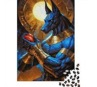 Egyptian Mythology Wolf Head God 1000 Piece Jigsaw Puzzle Paper for Adults Sun Temple View Puzzle Game for Family Relax 38x26cm/1000pcs