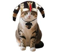 Egyptian Pet Costume Adjustable Pet Costume Accessory with Pharaoh Hat and Bandana Halloween Gold Egyptian Pharaoh Hat Set for Cats Small Dogs