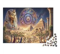Egyptian Pharaoh 1000 Piece Wooden Jigsaw Puzzle,Wood,Whimsical Challenge,Stress Relief,Educational Toy,Home Wall Decor,Gift Idea,Adults & Kids 14+ (75x50cm)