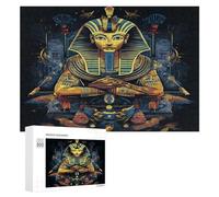 Egyptian Pharaoh Funny Wooden Puzzle with Storage Box Adults Jigsaw Puzzles Challenge for Family Game Birthday Gift