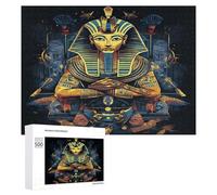 Egyptian Pharaoh Funny Wooden Puzzle with Storage Box Adults Jigsaw Puzzles Challenge for Family Game Birthday Gift