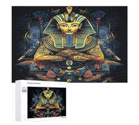 Egyptian Pharaoh Funny Wooden Puzzle with Storage Box Adults Jigsaw Puzzles Challenge for Family Game Birthday Gift