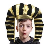 Egyptian Pharaoh Hat - Unisex Adult Hallo ween Caps | Gold Black Pharaoh Sceptre | Egyptian Cobraa Headpiece Snake Beaded | Fancy Dress Accessory for Hallo ween Cosplay Party