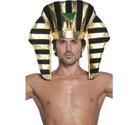 Egyptian Pharaoh King Black Gold Headpiece Adults Fancy Dress Accessory Egypt