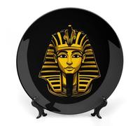 Egyptian Pharaoh King Gold Headdress Mask Decorative Plate Dish Bone China Dinner Plates Tray Decor Trinket for Home Kitchen