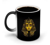 Egyptian Pharaoh King Gold Headdress Mask Heat Changing Coffee Mug Color Changing Mug Ceramic Cup for Women Men Gifts Idea