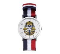 Egyptian Pharaoh Skull Custom Quartz Watches Arabic Numerals Wrist Watch with Adjustable Strap for Men Women