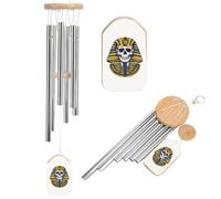 Egyptian Pharaoh Skull Wind Chimes for Outside Deep Tone Memorial Windchimes with 6 Tubes for Home Garden Decor