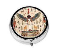 Egyptian Pharaoh Small Pill Box 3 Compartment Portable Pill Box for Purse Pocket Ancient Mini Medicine Organiser for Daily Vitamin Fish Oil Storage