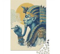 Egyptian Pharaoh Smoking Cigar Jigsaw Puzzles Puzzle for Adults Kids. 1000 Pieces Impossible Challenge Toy Educational Games Home Decoration for Adults& Kids Age 14 Years Up 38x26cm/1000pcs