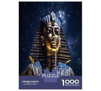 Egyptian Pharaoh Statue Jigsaw Puzzle for Adults 1000 Piece Jigsaw Puzzle Night Sky Paper Puzzle Game for Family Relaxing Focus Home Gift 70x50cm/1000pcs