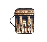 Egyptian-Pharaohs Bible Cover Case with Handle, Water-Resistant Oxford Fabric Bible Bag Organizer with Zipper Pockets for Church