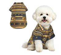 Egyptian Pharaonic Frescoes Breathable Hawaiian Dog Shirt Summer Button Up Top for Small Medium Dogs S