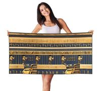 Egyptian Pharaonic Frescoes Microfiber Beach Towel Oversized 55"x27.5"Sand Free Quick Dry Towels for Adult Lightweight Travel Towels Super Absorbent Towel for Sports Swimming Bath Yoga