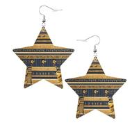 Egyptian Pharaonic Frescoes Prints Leather Star-Shaped Earrings Lightweight And Stylish Accessories For Parties Dances And Everyday Life.