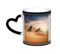 Egyptian Pyramid in Desert Coffee Mug with Handle 12 Oz, Heat Sensitive Color Changing Mug in The Sky Ceramic Tea Cup, Magic Funny Art Mugs, Porcelain Cup Birthday Gift for Women Men Black