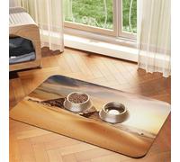 Egyptian Pyramid in Desert Pet Feeding Mat Absorbent Pu Leather Dog Cat Food Mats Contain Spills Protects Floors, Anti-Slip Rubber Backing Dog Bowl Mats Easy Clean Pet Placemats 40x60cm