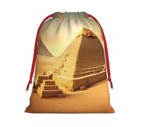 Egyptian Pyramid In Desert Print Drawstring Gift Reusable Pouch Wedding Candy Toys Cards Storage Function Portable