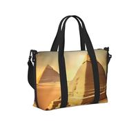 Egyptian Pyramid in Desert Print Travel Hand Bag Portable Foldable Shoulder Tote Bags for Weekend Trip Gym Vacation