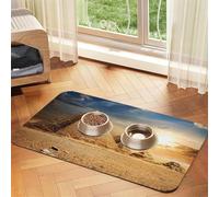 Egyptian Pyramid In Desert Printed Pet Bowl Mats, Non-Slip And Tasteless Dog And Cat Feeding Mats
