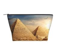Egyptian Pyramid in Desert Prints Cosmetic Bag for Women Trapezoidal Travel Makeup Bags Zipper Toiletry Bag Accessories Organizer
