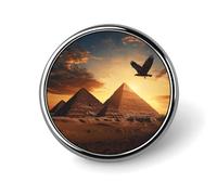 Egyptian Pyramids Flying Ea-gle Round Button Pins Lapel Pin Brooch Badge Clothing Hats Decor for Women Men Gifts
