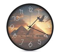 Egyptian Pyramids Flying Ea-gle Round Wall Clock 10 Inch Analog Clock Decorative Clocks for Home Kitchen Office