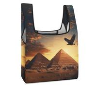 Egyptian Pyramids Flying Ea-gle Shopping Bags Reusable Grocery Bags Foldable Tote Bag Storage Bag with Handles