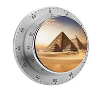 Egyptian Pyramids Kitchen Timer with Loud Alarm 60-Minute Magnetic Countdown Reminder for Cooking Stainless Steel Visual Wind Up Timer
