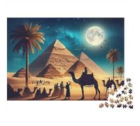 Egyptian Pyramids Night Jigsaw Puzzles 1000 Pieces Using Premium Cardboard Centenary Jigsaws for Cognitive Stimulation in Team Building Games 52x38cm/1000pcs
