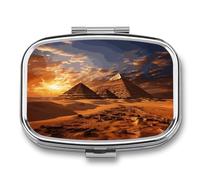 Egyptian Pyramids Pill Box Medicine Pill Organizer Small Pill Case Travel Pill Container Portable Pill Case for Pocket 2 Compartment Pill Holder Pill Boxes for Travel