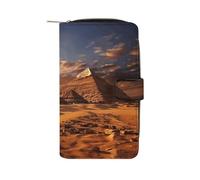 Egyptian Pyramids Wallet Multifunctional Leather Wallets for Men Compact Long Wallet Credit Card Holder Passport Bag